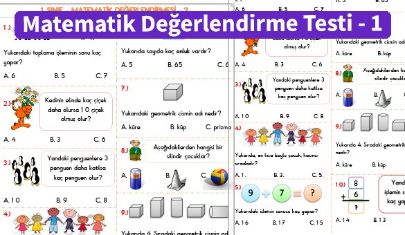 ilkokul_1_Sinif _Matematik_Degerlendirme_Testi_1_Ornek_Resim