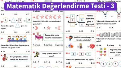 ilkokul 1 Sinif Matematik Degerlendirme Testi 3 Ornek Resim 1