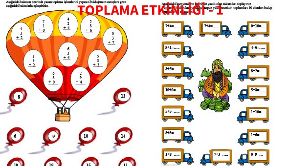 ilkokul 1 Sinif Toplama Etkinligi 1 Ornek Resim