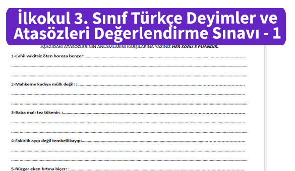 ilkokul_3_Sinif_Turkce_Deyimler_ve_Atasozleri_Degerlendirme_Sinavi