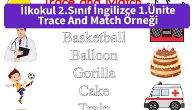 ilkokul 2 sinif 1 Unite Trace and Match Pdf Indir