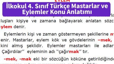 ilkolul 4 Sinif Turkce Mastarlar ve Eylemler Konu Anlatimi pdf indir