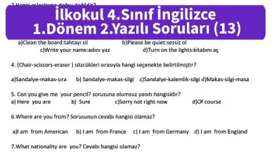 ilkokul 4 Sinif ingilizce 1 Donem 2 Yazili Sorulari 13