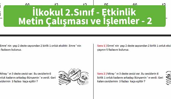 İlkokul 2.Sınıf – Etkinlik – Metin Çalışması ve İşlemler - 2