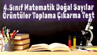 4.Sınıf Matematik Doğal Sayılar Örüntüler Toplama Çıkarma Test