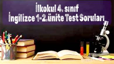 İlkokul 4. sınıf İngilizce 1-2.ünite Test Soruları