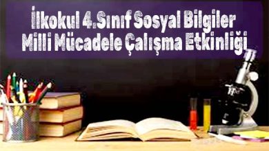 İlkokul 4.Sınıf Sosyal Bilgiler - Milli Mücadele Çalışma Etkinliği