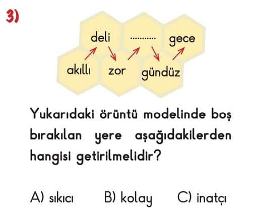 3.Sinif Turkce Zit Anlamli Kelimeler Online Test Coz 3