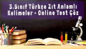 3.Sınıf Türkçe Zıt Anlamlı Kelimeler - Online Test Çöz